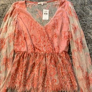 Coral lace top